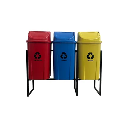 Foto do produto 3 Lixeiras para Coleta Seletiva 60 litros