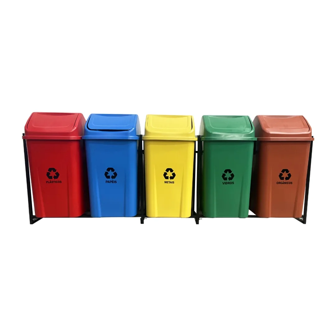 Foto do produto 5 Lixeiras para Coleta Seletiva 100 litros