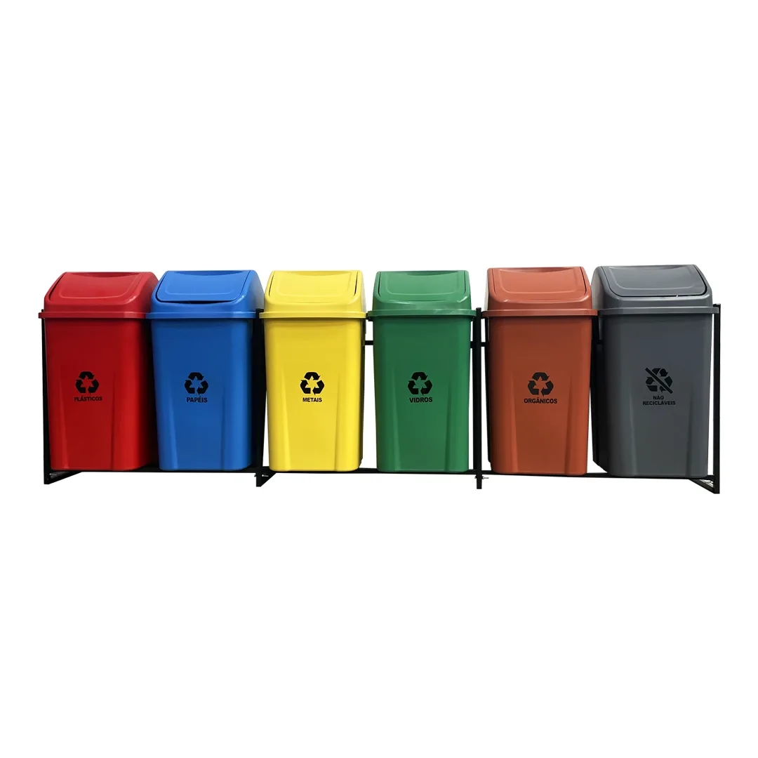 Foto do produto 6 Lixeiras para Coleta Seletiva 100 litros
