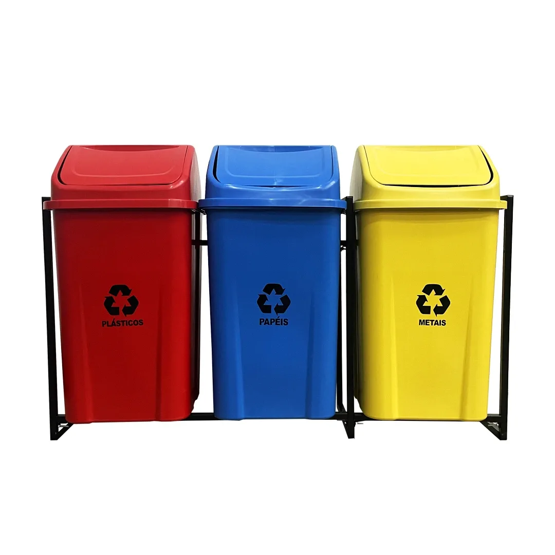 Foto do produto 3 Lixeiras para Coleta Seletiva 100 litros