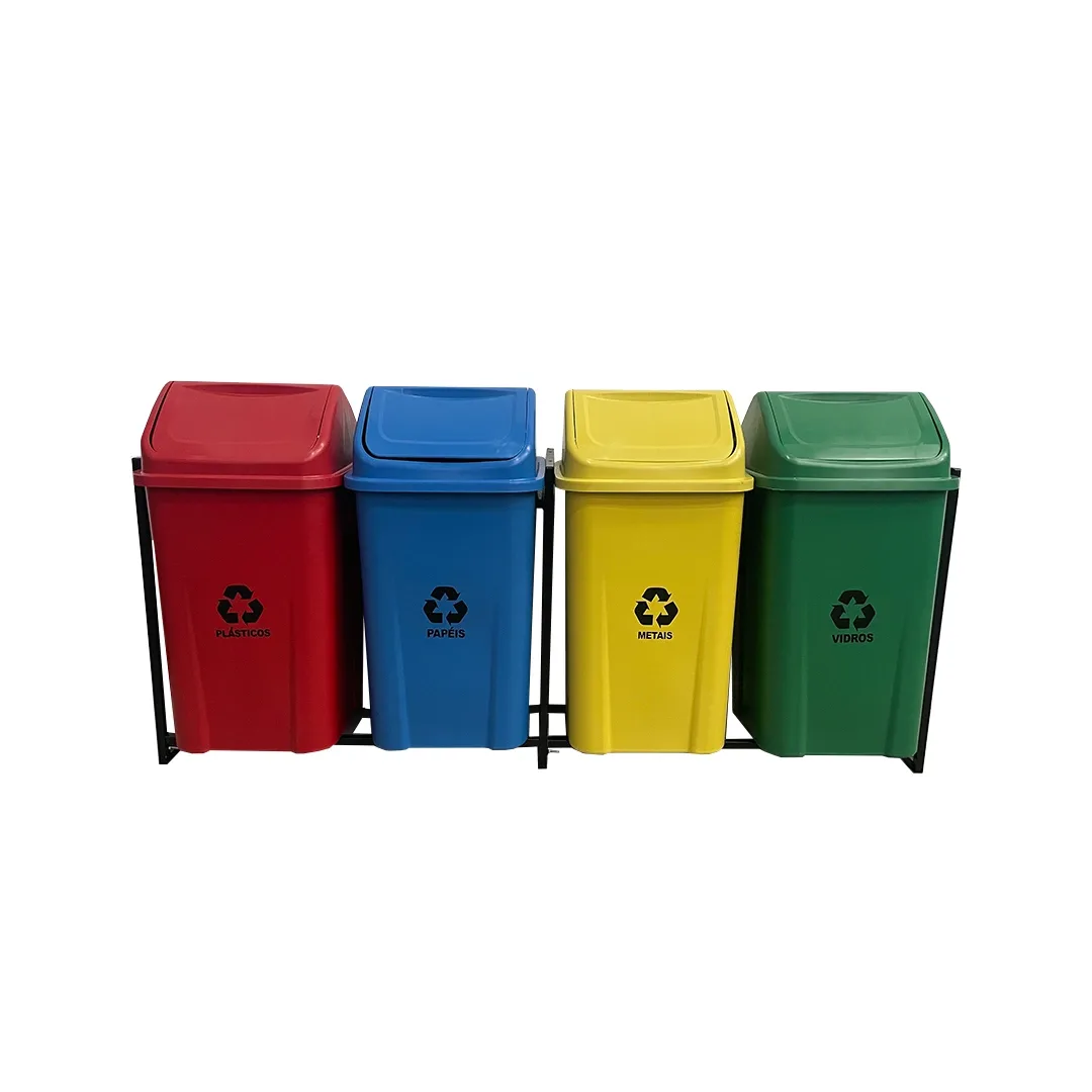 Foto do produto 4 Lixeiras para Coleta Seletiva 100 litros